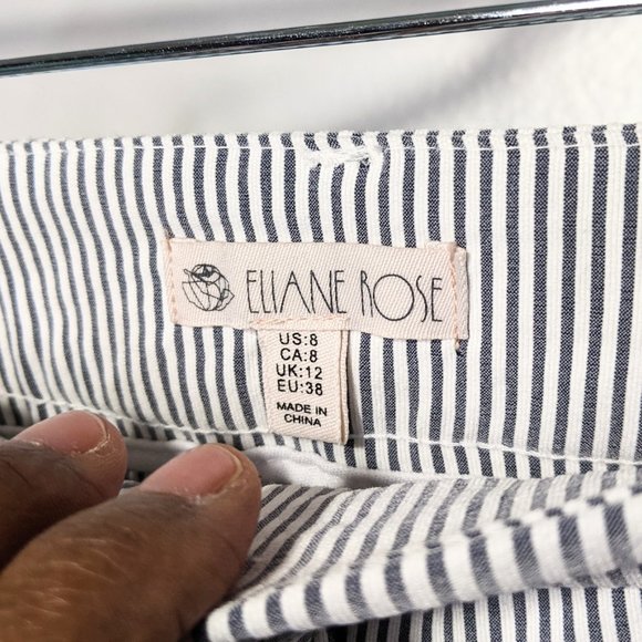 Eliane Rose Off White Navy Striped Capris Size 8 - Picture 3 of 8